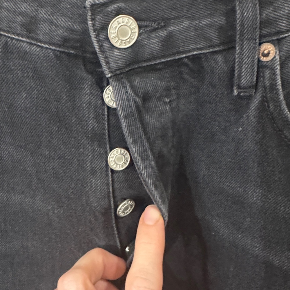 AGOLDE HIGH RISE STRAIGHT BUTTON FLY BLACK WASH JEAN 27 - Picture 3 of 8